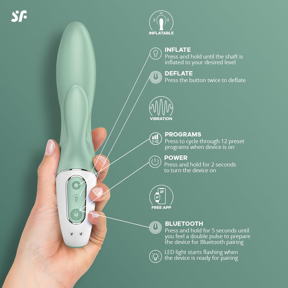 Satisfyer Air Pump Bunny 5 Connect App Vibrator Sex Toy | Adult Toys for Women | Rabbit Vibrator + Inflate + APP | Vibrating Sexual Pleasure Device | Stimulation Vibrators | Female Wellness Tools - Image 3
