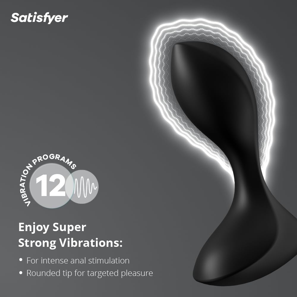 Satisfyer Backdoor Lover Anal Vibrator - Vibrating Anal Plug, Butt Plug with Curved, Probe Body and Wide Base - Suitable for Beginners, Waterproof, Rechargeable (Black) - Image 2
