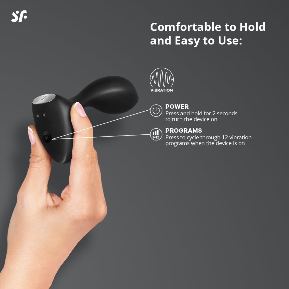 Satisfyer Backdoor Lover Anal Vibrator - Vibrating Anal Plug, Butt Plug with Curved, Probe Body and Wide Base - Suitable for Beginners, Waterproof, Rechargeable (Black) - Image 3