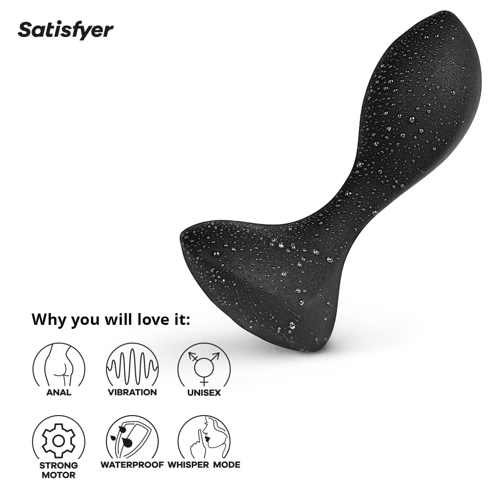 Satisfyer Backdoor Lover Anal Vibrator - Vibrating Anal Plug, Butt Plug with Curved, Probe Body and Wide Base - Suitable for Beginners, Waterproof, Rechargeable (Black) - Image 4