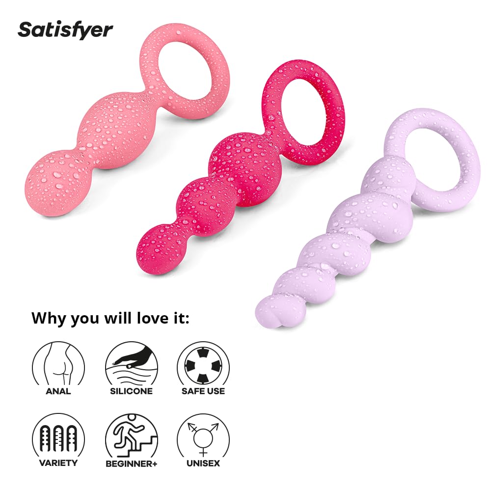 Satisfyer Booty Call Plugs | 3-Piece Silicone Plug Set | 13.5-14 cm | Waterproof (IPX7) | Skin-Friendly Silicone | Sex Toy for Beginners and Advanced Users (Pink/Purple) - Image 4