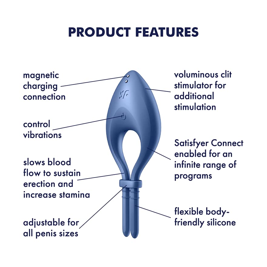 Satisfyer Bullseye | Cock Ring | Connect App | Ring Vibrator | Waterproof (IPX7) | Rechargeable Battery | Skin-Friendly Silicone (Blue) - Image 3
