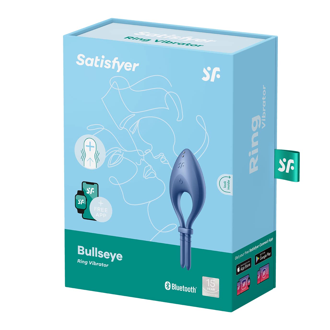 Satisfyer Bullseye | Cock Ring | Connect App | Ring Vibrator | Waterproof (IPX7) | Rechargeable Battery | Skin-Friendly Silicone (Blue) - Image 5
