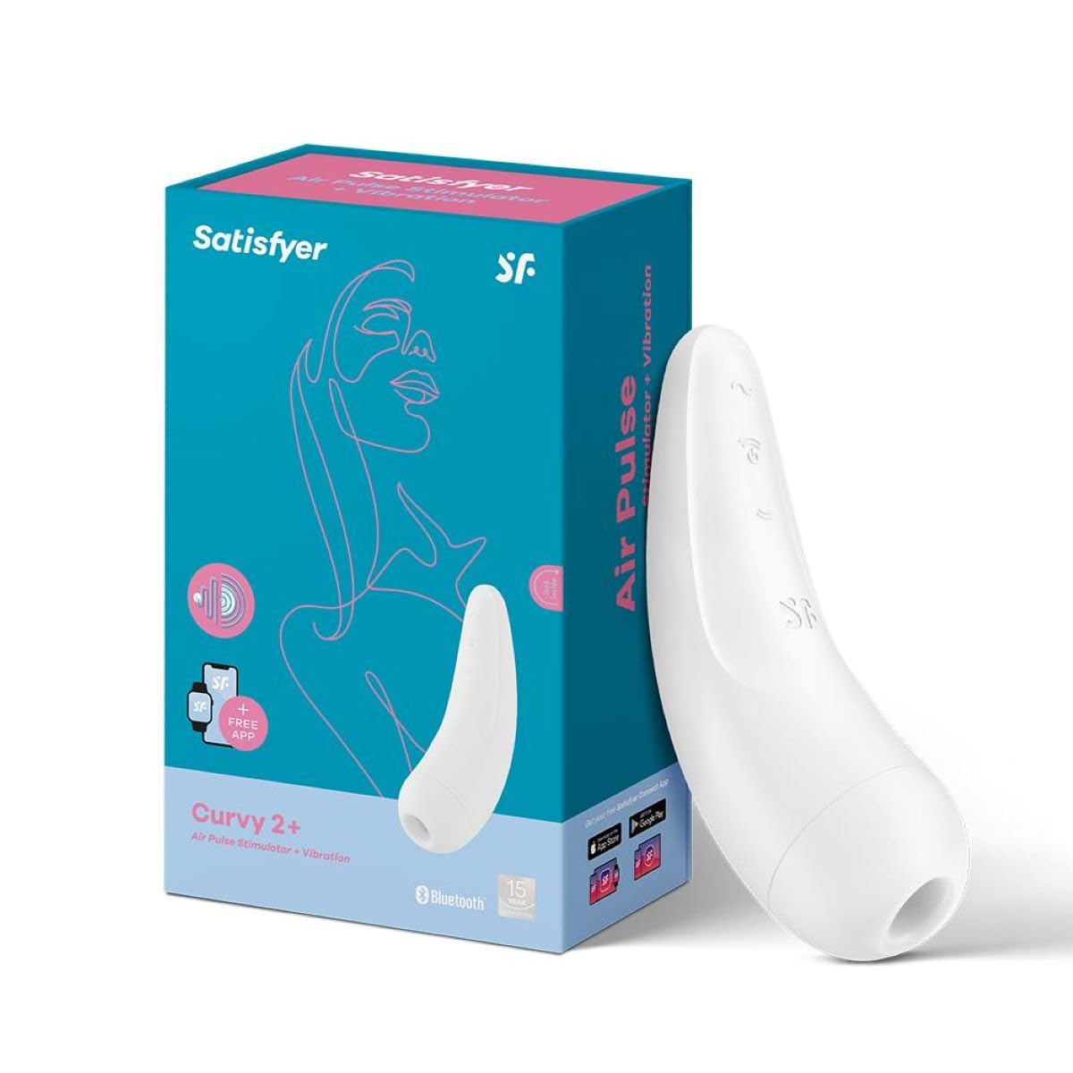 Satisfyer Curvy 2 Connect App Vibrator Sex Toy | Adult Toys for Women | Clitoral Stimulation Vibrator | Vibrating Sexual Pleasure Device | Stimulation Vibrators | Woman Sextoy (White)