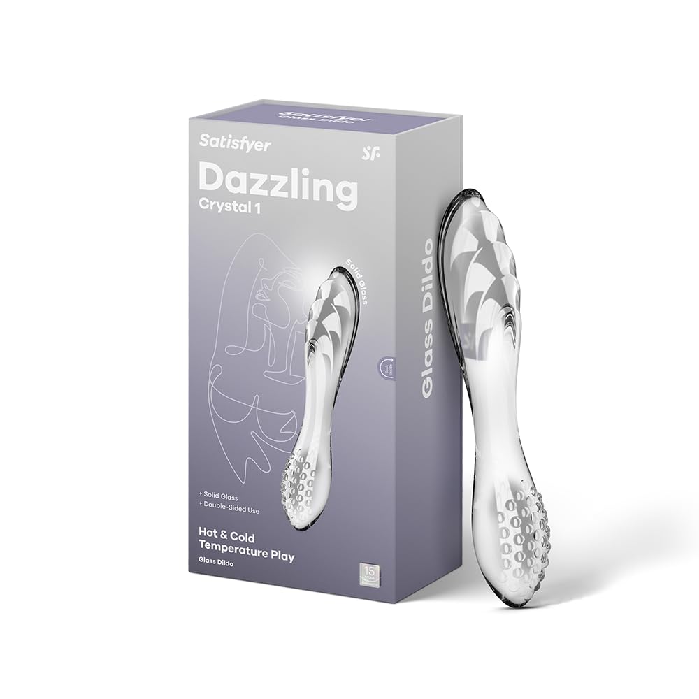 Satisfyer Dazzling Crystal 1 | 22 cm | G-Spot Dildo | Borosilicate Glass Dildo | Nubbed Structure for More Stimulation | Wide Shaft with Wavy Structure | Hot & Cold Temperature Play (Transparent)