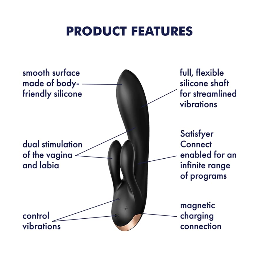 Satisfyer Double Flex Connect App Vibrator Sex Toy | Adult Toys for Women | G-Spot Clit Stimulation | Vibrating Sexual Pleasure Device | Stimulation Vibrators | Woman Sextoy (Black) - Image 3