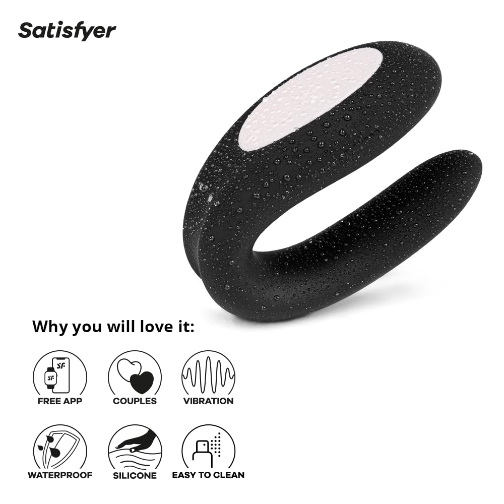 Satisfyer Double Joy Connect App | Partner Vibrator | 2 Strong Power Motors | Waterproof (IPX7) | Rechargeable Battery | Skin-Friendly Silicone (Black) - Image 4