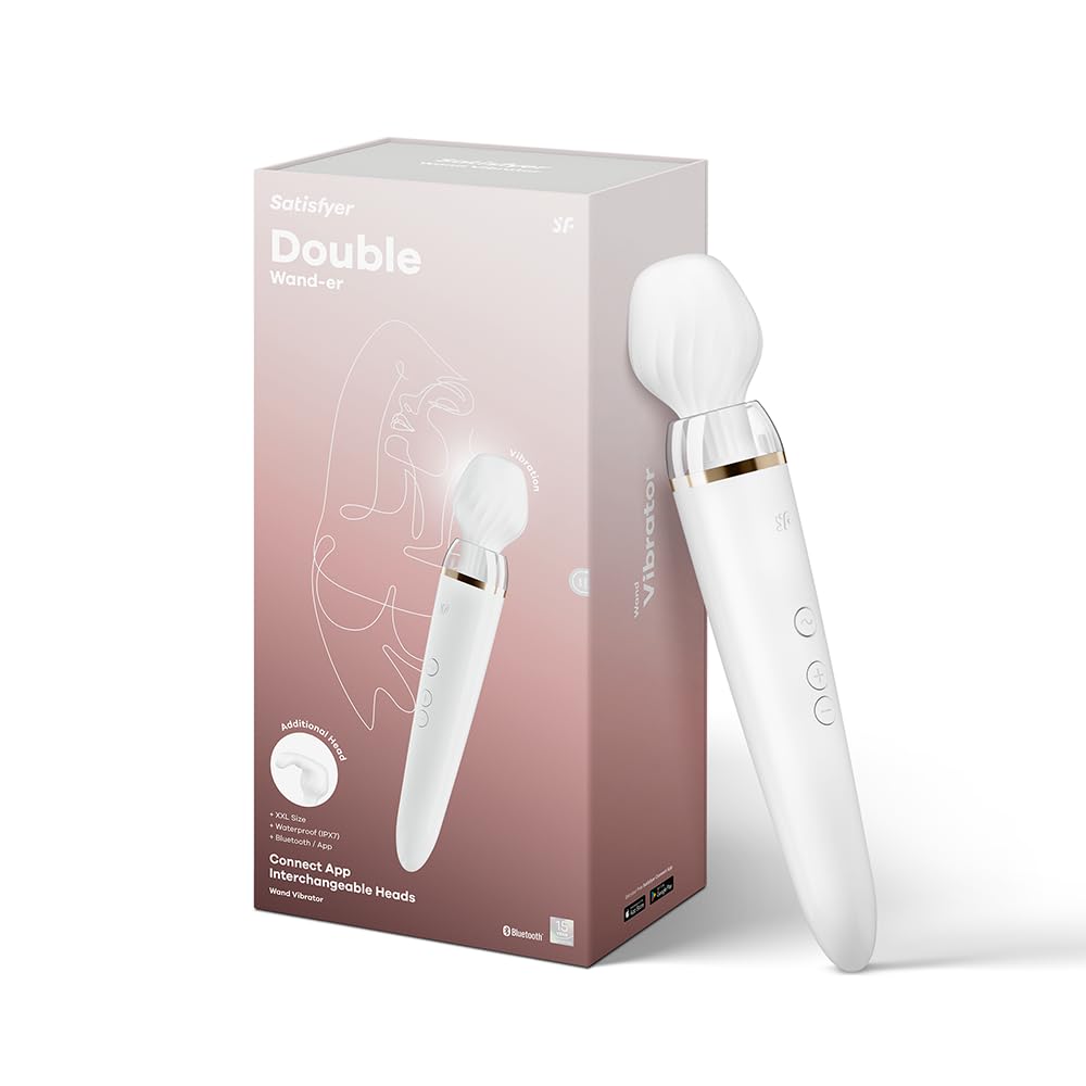 Satisfyer Double Wand-er Connect App Vibrator Sex Toy | Adult Toys for Women | Wand Vibrator + APP | Vibrating Sexual Pleasure Device | Stimulation Vibrators | Female Wellness Tools | Woman Sextoy