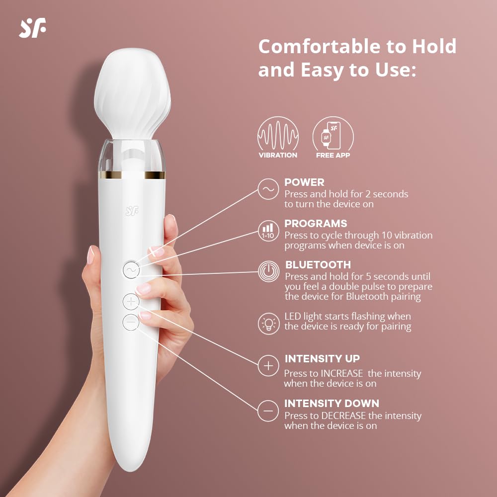 Satisfyer Double Wand-er Connect App Vibrator Sex Toy | Adult Toys for Women | Wand Vibrator + APP | Vibrating Sexual Pleasure Device | Stimulation Vibrators | Female Wellness Tools | Woman Sextoy - Image 3