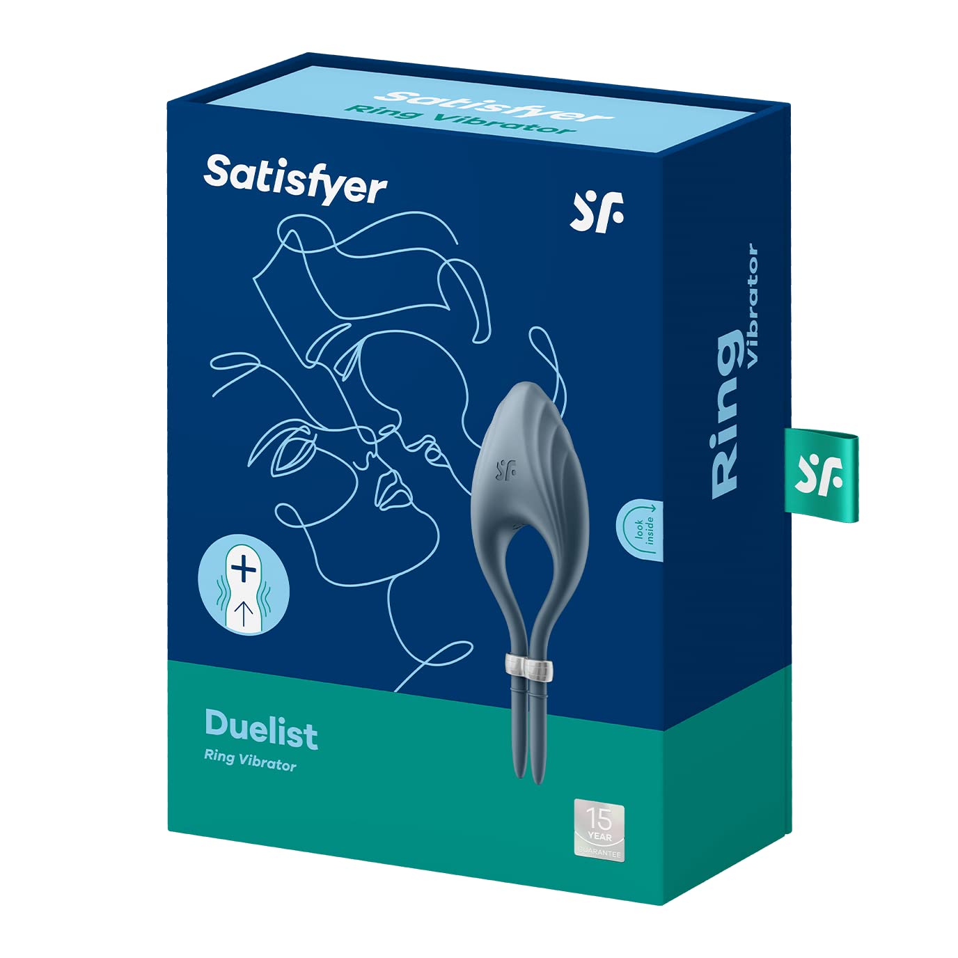 Satisfyer Duelist Vibrating Cock Ring - Size Adjustable Penis Ring with Clitoral Stimulator for Longer, Stronger Erections, Erection Enhancing, Vibration - Waterproof, Rechargeable (Dark Blue) - Image 3