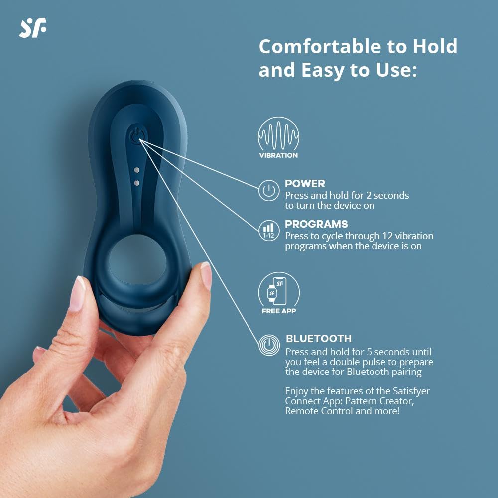 Satisfyer Epic Duo Cock Ring with App Control - Vibrating Penis and Testicle Ring for Longer, Stronger Erections, Erection Enhancing Penis Ring, Vibration - Compatible with Satisfyer App, Waterproof - Image 3