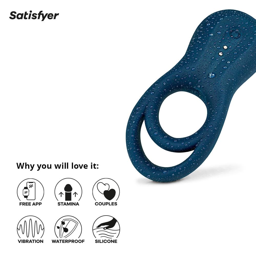 Satisfyer Epic Duo Cock Ring with App Control - Vibrating Penis and Testicle Ring for Longer, Stronger Erections, Erection Enhancing Penis Ring, Vibration - Compatible with Satisfyer App, Waterproof - Image 4