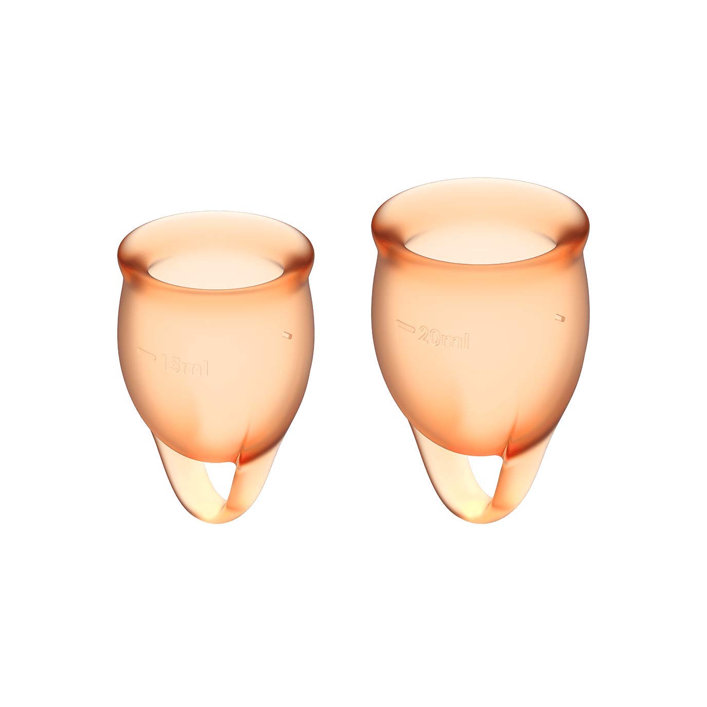 Satisfyer Feel Confident Menstrual Cup - Reusable Period Cup with Removal Ring - Soft, Flexible Body-Safe Silicone, Easy Insertion & Removal - Includes 2 Cup Sizes for All Flows (Orange) - Image 3