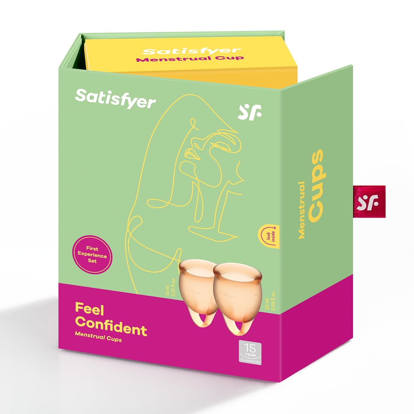 Satisfyer Feel Confident Menstrual Cup - Reusable Period Cup with Removal Ring - Soft, Flexible Body-Safe Silicone, Easy Insertion & Removal - Includes 2 Cup Sizes for All Flows (Orange) - Image 6