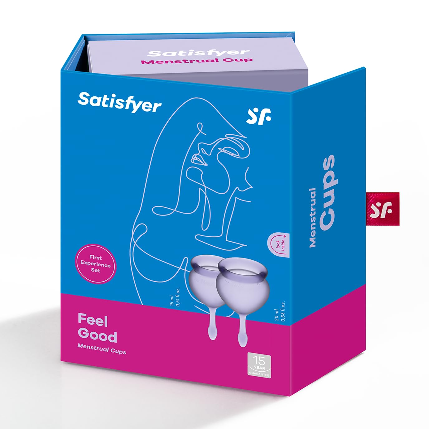 Satisfyer Feel Good Menstrual Cup - Reusable Period Cup with Removal Stem - Soft, Flexible Body-Safe Silicone, Easy Insertion & Removal - Includes 2 Cup Sizes for All Flows (Purple) - Image 6