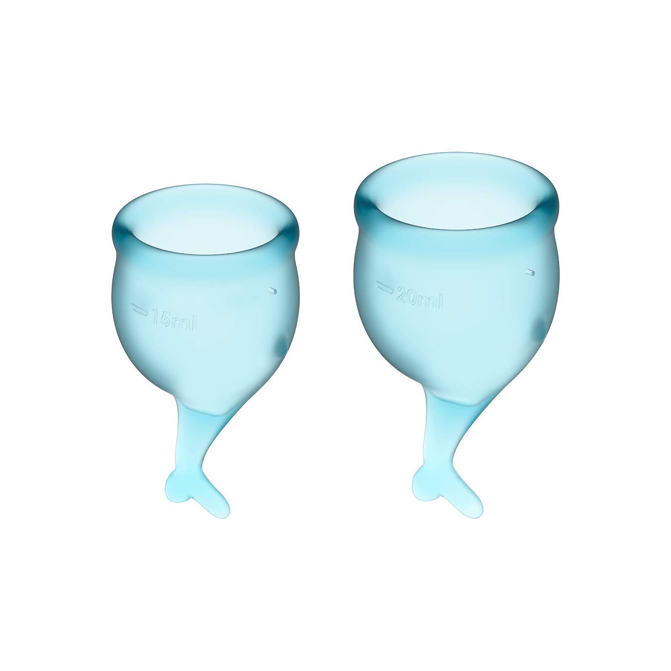Satisfyer Feel Secure Menstrual Cup - Reusable Period Cup with Removal Stem - Soft, Flexible Body-Safe Silicone, Easy Insertion & Removal - Includes 2 Cup Sizes for All Flows (Light Blue) - Image 3