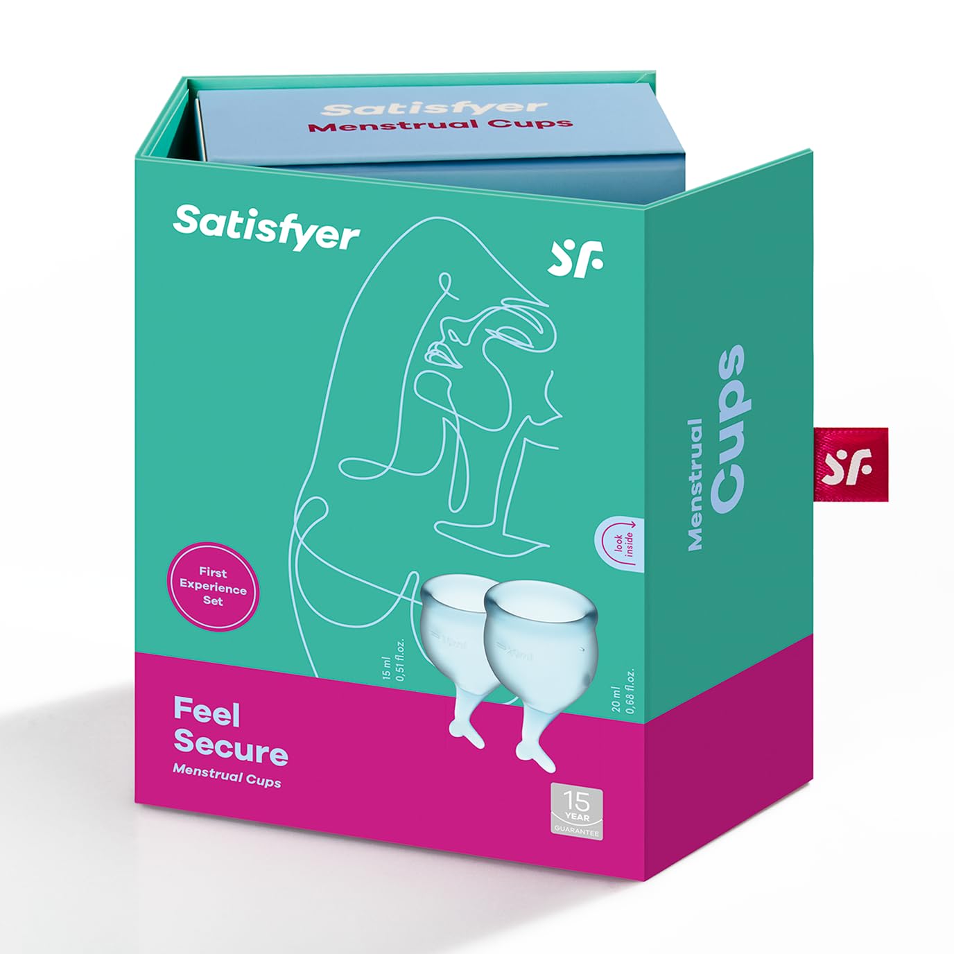Satisfyer Feel Secure Menstrual Cup - Reusable Period Cup with Removal Stem - Soft, Flexible Body-Safe Silicone, Easy Insertion & Removal - Includes 2 Cup Sizes for All Flows (Light Blue) - Image 6