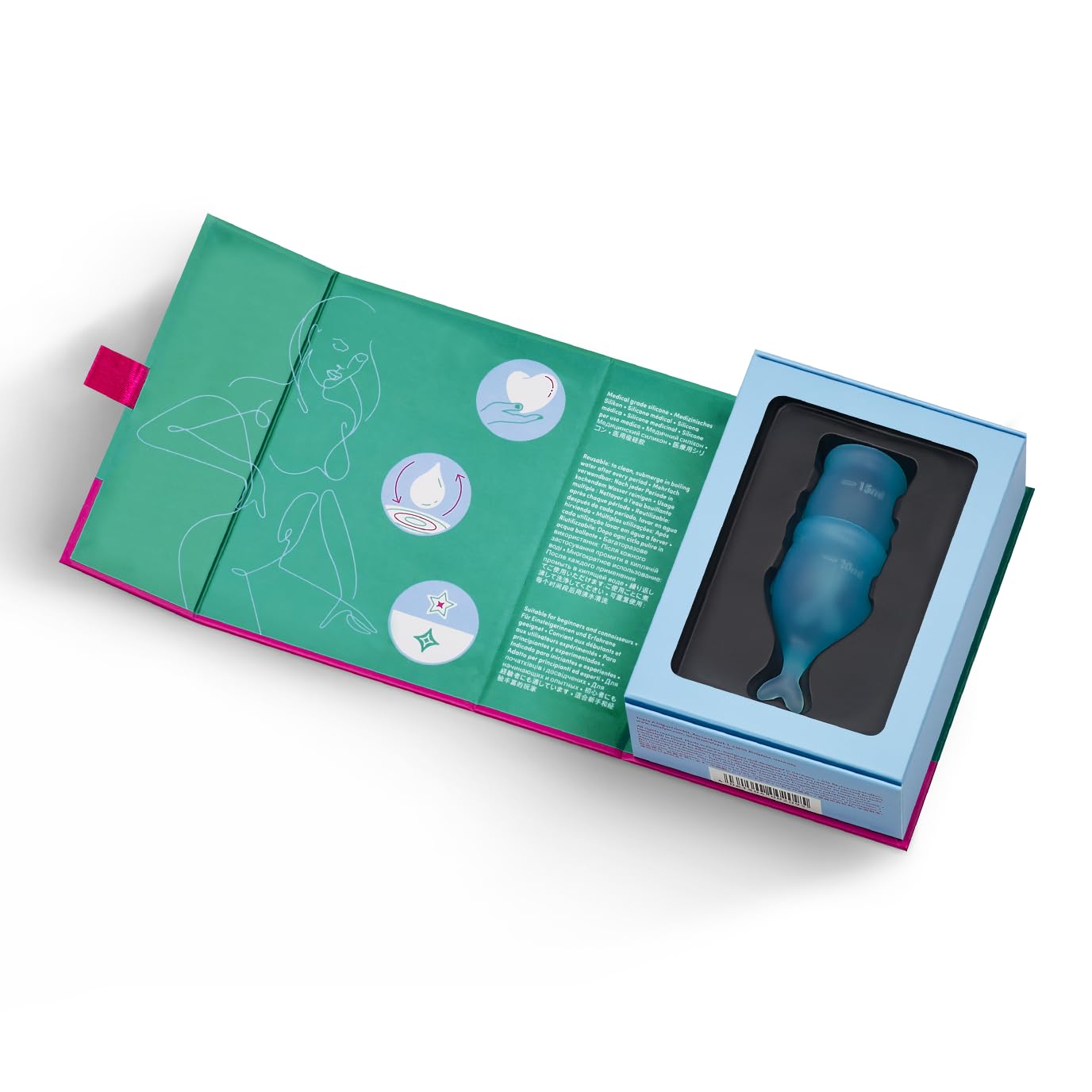 Satisfyer Feel Secure Menstrual Cup - Reusable Period Cup with Removal Stem - Soft, Flexible Body-Safe Silicone, Easy Insertion & Removal - Includes 2 Cup Sizes for All Flows (Light Blue) - Image 7