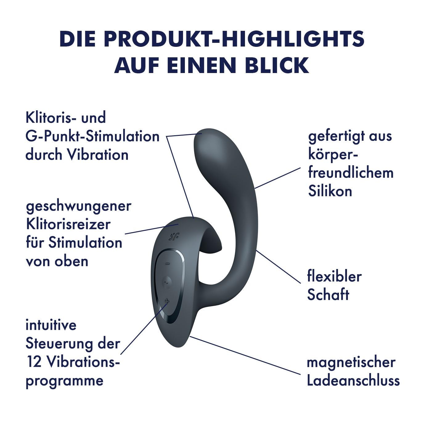 Satisfyer G for Goddess 1 Vibrator Sex Toy | Adult Toys for Women | Rabbit Vibrator with Adjustable Stimulation Angle | Vibrating Sexual Pleasure Device | Stimulation Vibrators (Anthracite) - Image 3