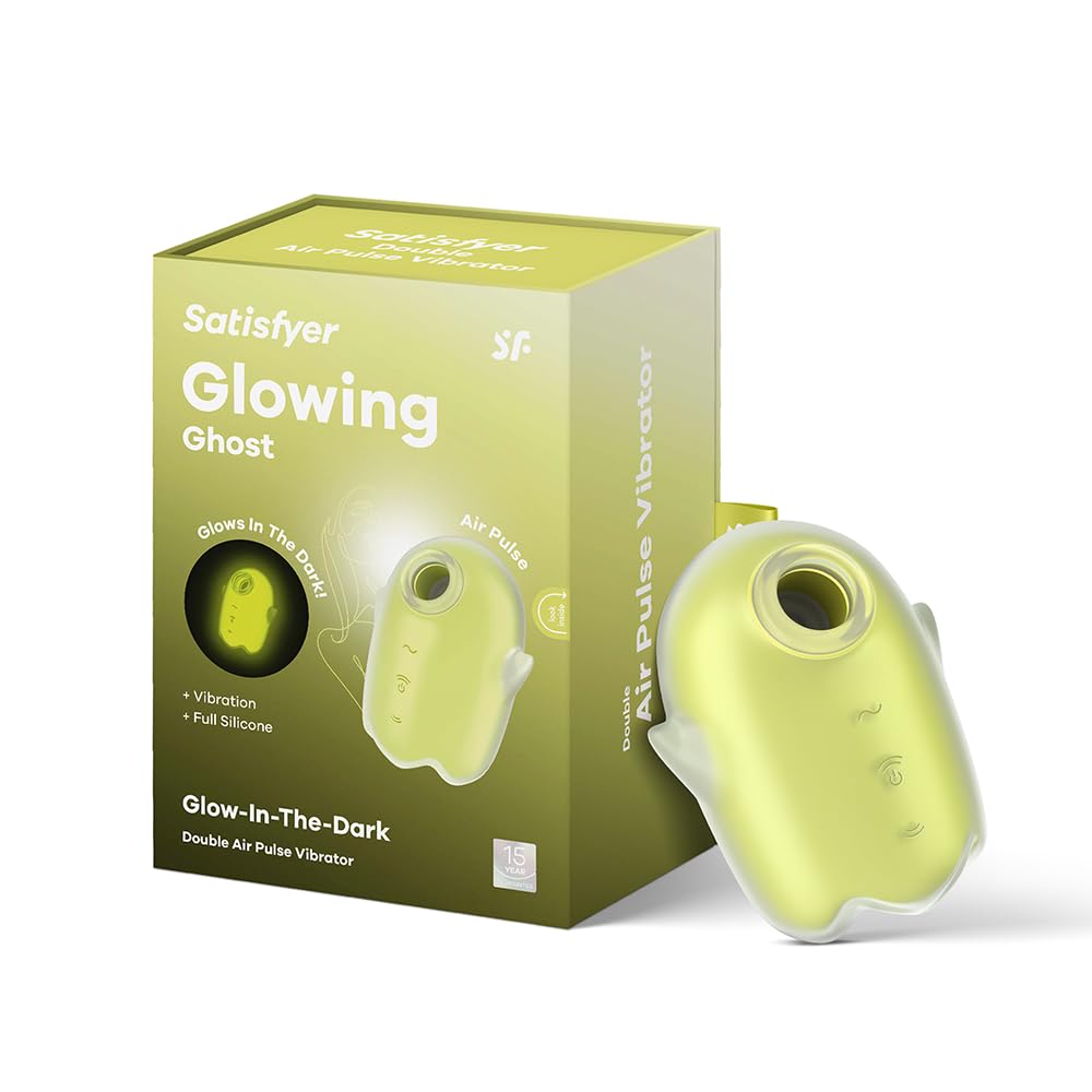 Satisfyer Glowing Ghost | Air Pulse Technology | 11 Pressure Wave & 12 Vibration Settings | Glow in The Dark | Waterproof (IPX7) | Rechargeable Battery | Skin-Friendly Silicone (Yellow)