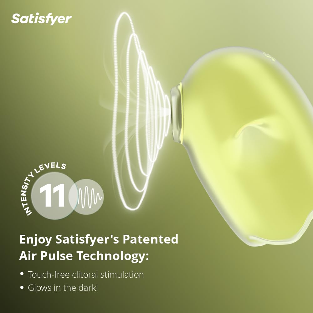 Satisfyer Glowing Ghost | Air Pulse Technology | 11 Pressure Wave & 12 Vibration Settings | Glow in The Dark | Waterproof (IPX7) | Rechargeable Battery | Skin-Friendly Silicone (Yellow) - Image 2