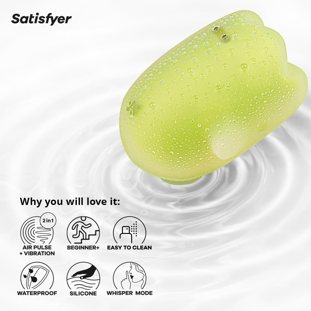 Satisfyer Glowing Ghost | Air Pulse Technology | 11 Pressure Wave & 12 Vibration Settings | Glow in The Dark | Waterproof (IPX7) | Rechargeable Battery | Skin-Friendly Silicone (Yellow) - Image 4