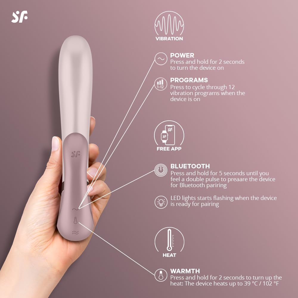 Satisfyer Heat Wave Connect App Vibrator Sex Toy | Adult Toys for Women | Rabbit Vibrator + Heat + APP | Vibrating Sexual Pleasure Device | Stimulation Vibrators | Woman Sextoy (Mauve) - Image 3