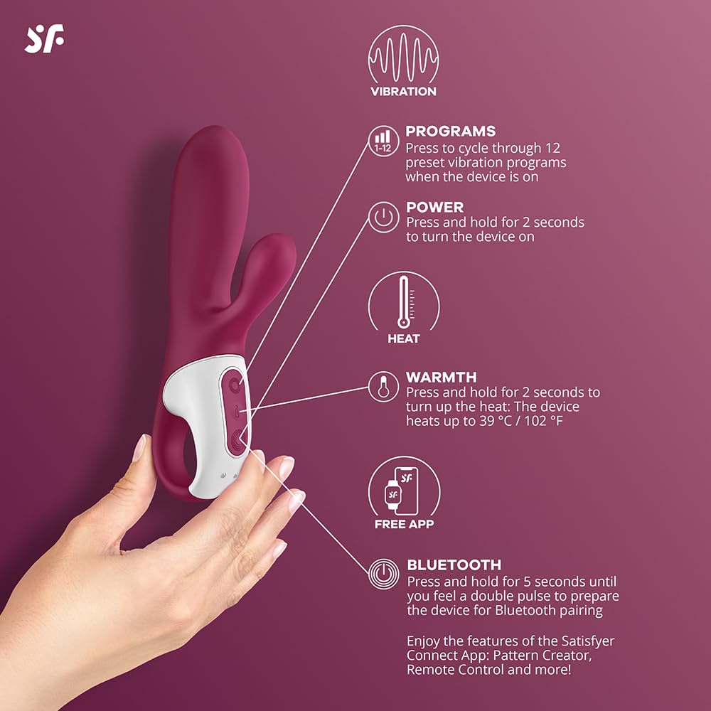 Satisfyer Hot Bunny Connect App Vibrator Sex Toy | Adult Toys For Women | Rabbit Vibrator + Heat + APP | Vibrating Sexual Pleasure Device | Stimulation Vibrators | Female Wellness Tools | Woman Sextoy - Image 3