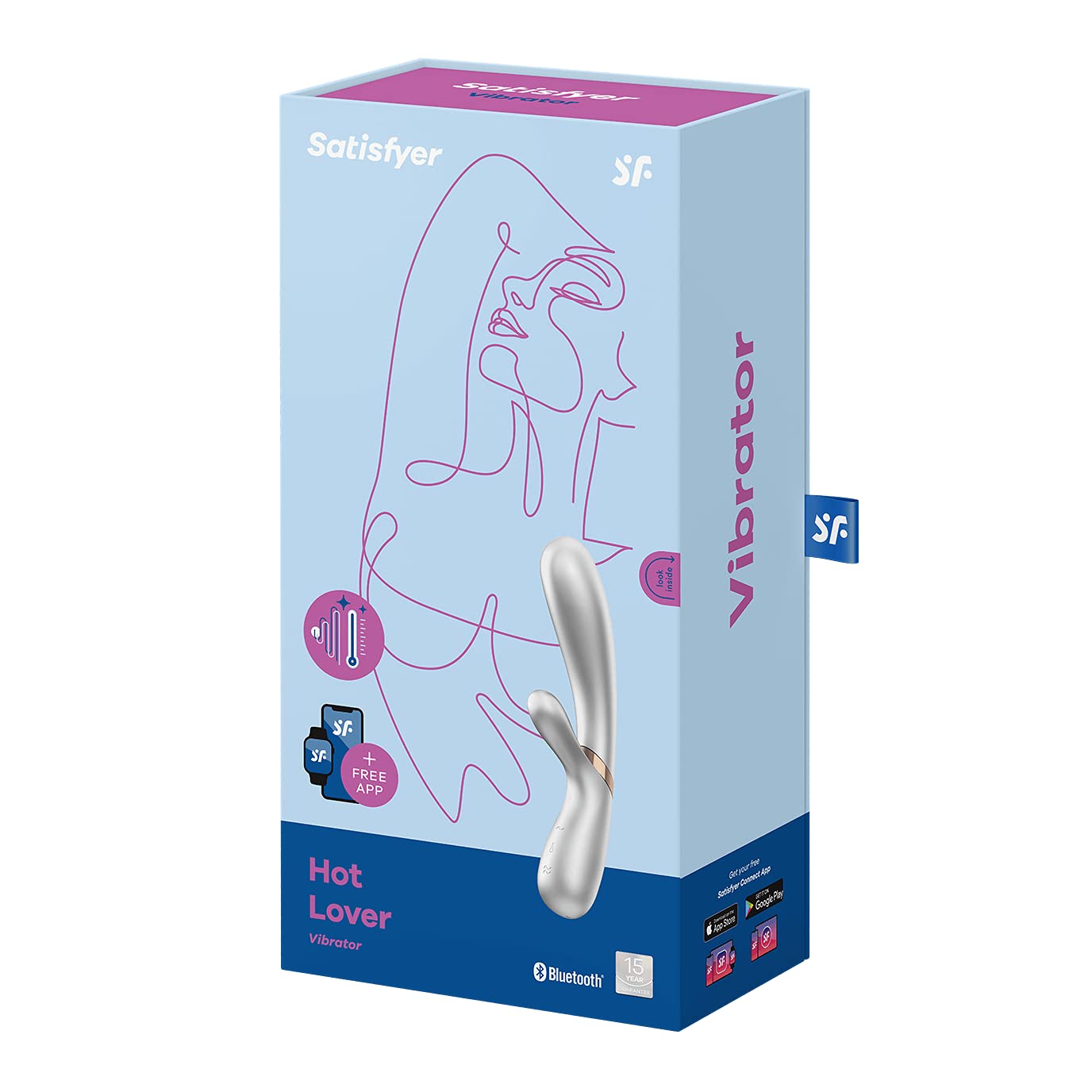 Satisfyer Hot Lover Connect App Vibrator Sex Toy | Adult Toys for Women | Rabbit Vibrator + Heat + APP | Vibrating Sexual Pleasure Device | Stimulation Vibrators | Woman Sextoy (Silver) - Image 5