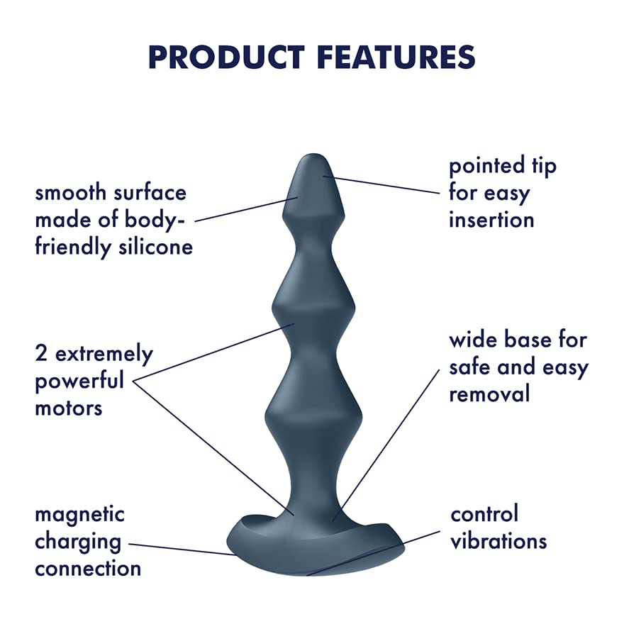 Satisfyer Lolli-Plug 1 Anal Vibrator - Vibrating Anal Plug, Diamond Shaped Beads with Increasing Diameter and Wide Base - Suitable for Beginners, Waterproof, Rechargeable (Dark Teal) - Image 2