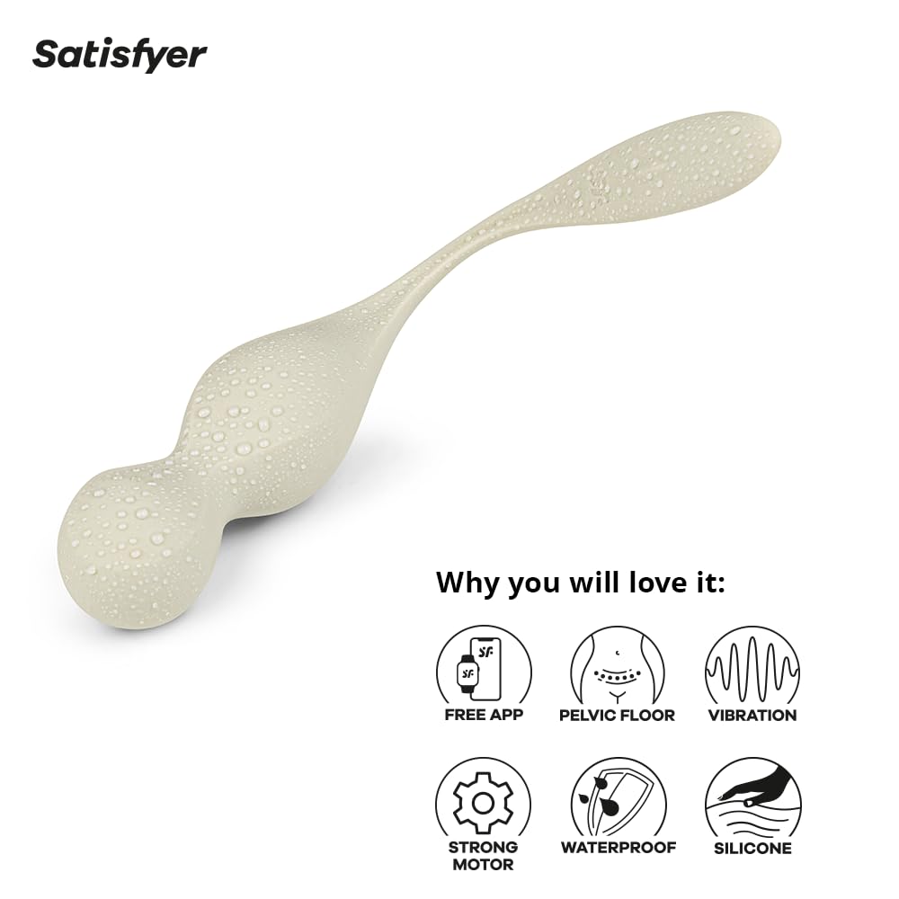 Satisfyer Love Birds 1 Connect App |Vibrating Kegel Balls | Pelvic Floor Strengthening | G-Spot Stimulation| 12 Vibration Settings | Waterproof| Rechargeable Battery | Skin-Friendly Silicone (White) - Image 4