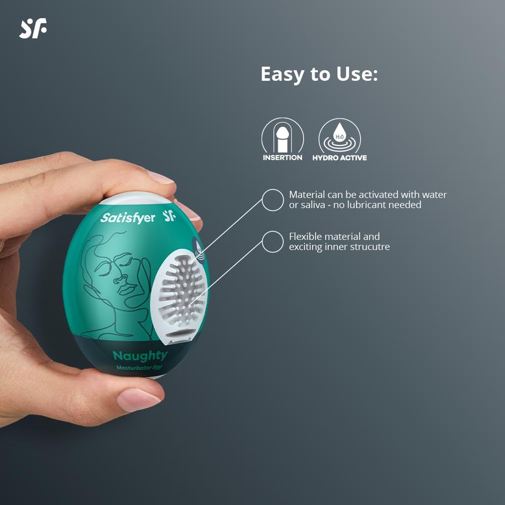 Satisfyer Masturbator Egg 3 Pack - Stroker for Male Masturbation, Portable Pleasure Sleeve, Super-Stretchy, No Lubricant Required, Disposable, Single-Use (Naughty) - Image 3