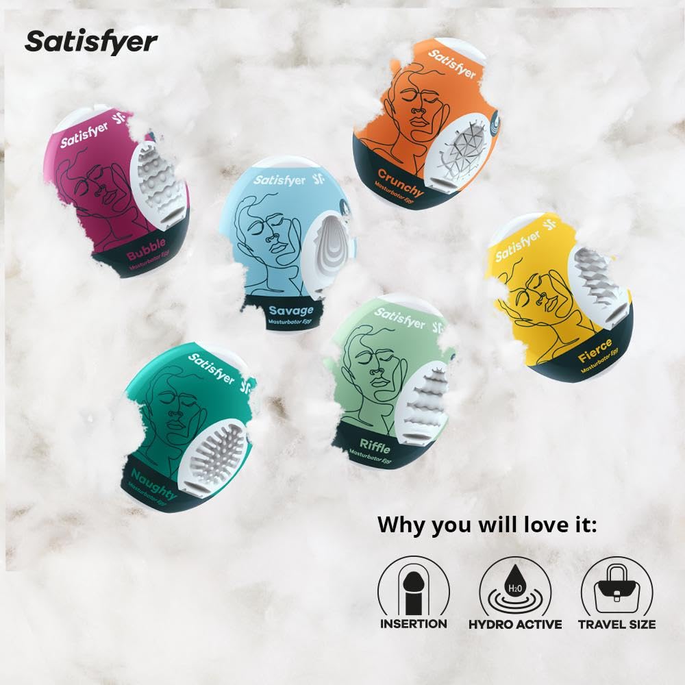 Satisfyer Masturbator Egg 6 Pack - Stroker for Male Masturbation, Portable Pleasure Sleeve, Super-Stretchy, No Lubricant Required, Disposable, Single-Use (Assorted) - Image 4