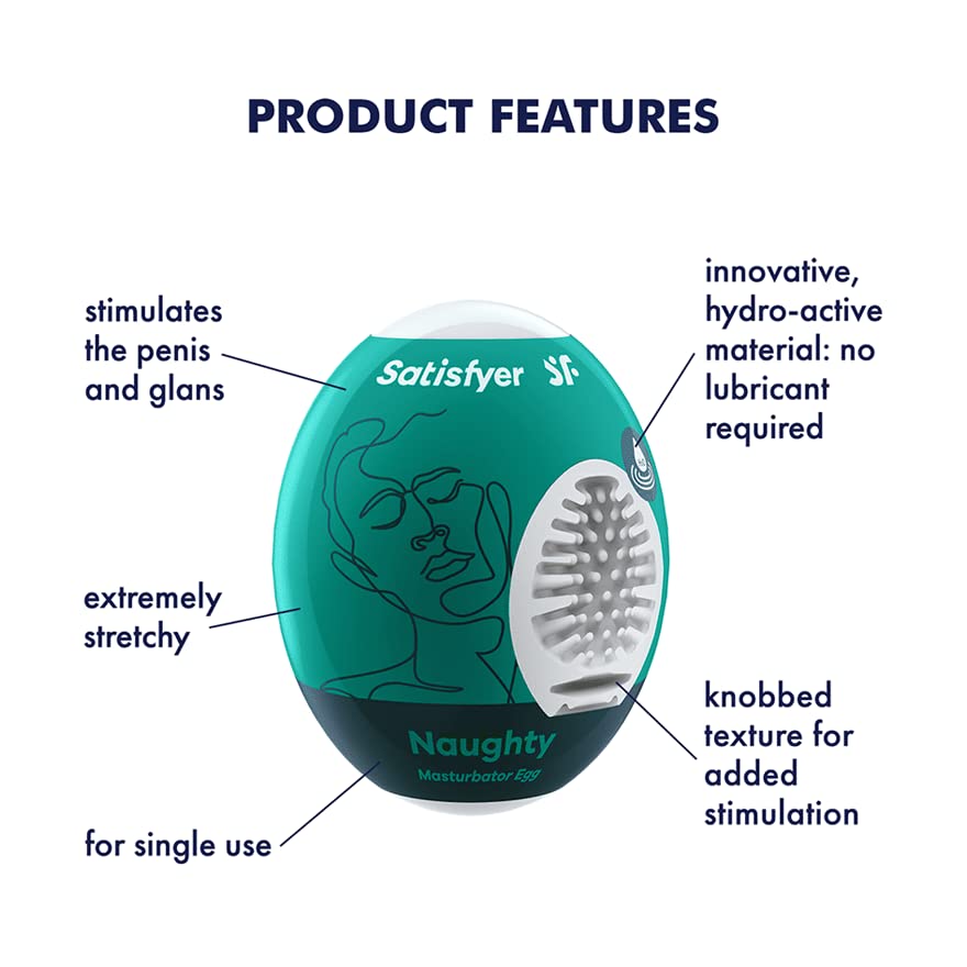 Satisfyer Masturbator Egg - Stroker for Male Masturbation, Portable Pleasure Sleeve, Super-Stretchy, No Lubricant Required, Disposable, Single-Use (Naughty) - Image 3