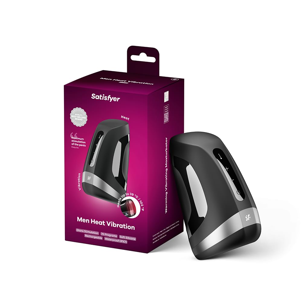 Satisfyer Men Heat Vibration | Masturbator | Vibrator | 11 Vibration Programs | Innovative Warming Function | Waterproof (IPX7) | Rechargeable Battery | Skin-Friendly Silicone