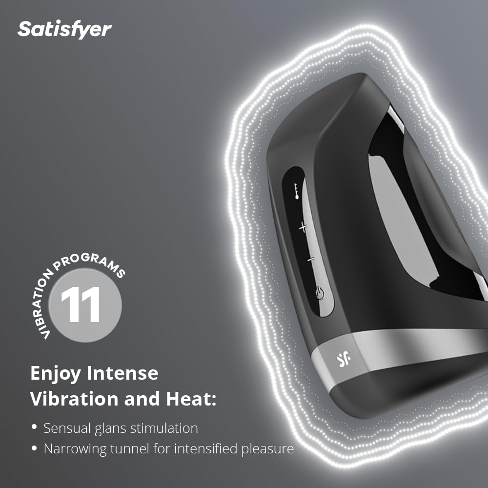 Satisfyer Men Heat Vibration | Masturbator | Vibrator | 11 Vibration Programs | Innovative Warming Function | Waterproof (IPX7) | Rechargeable Battery | Skin-Friendly Silicone - Image 2