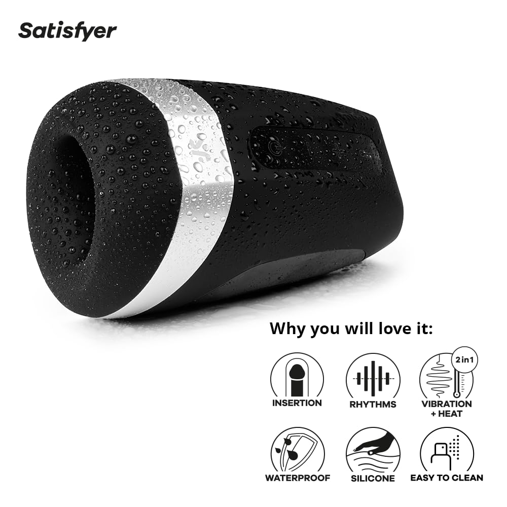 Satisfyer Men Heat Vibration | Masturbator | Vibrator | 11 Vibration Programs | Innovative Warming Function | Waterproof (IPX7) | Rechargeable Battery | Skin-Friendly Silicone - Image 4