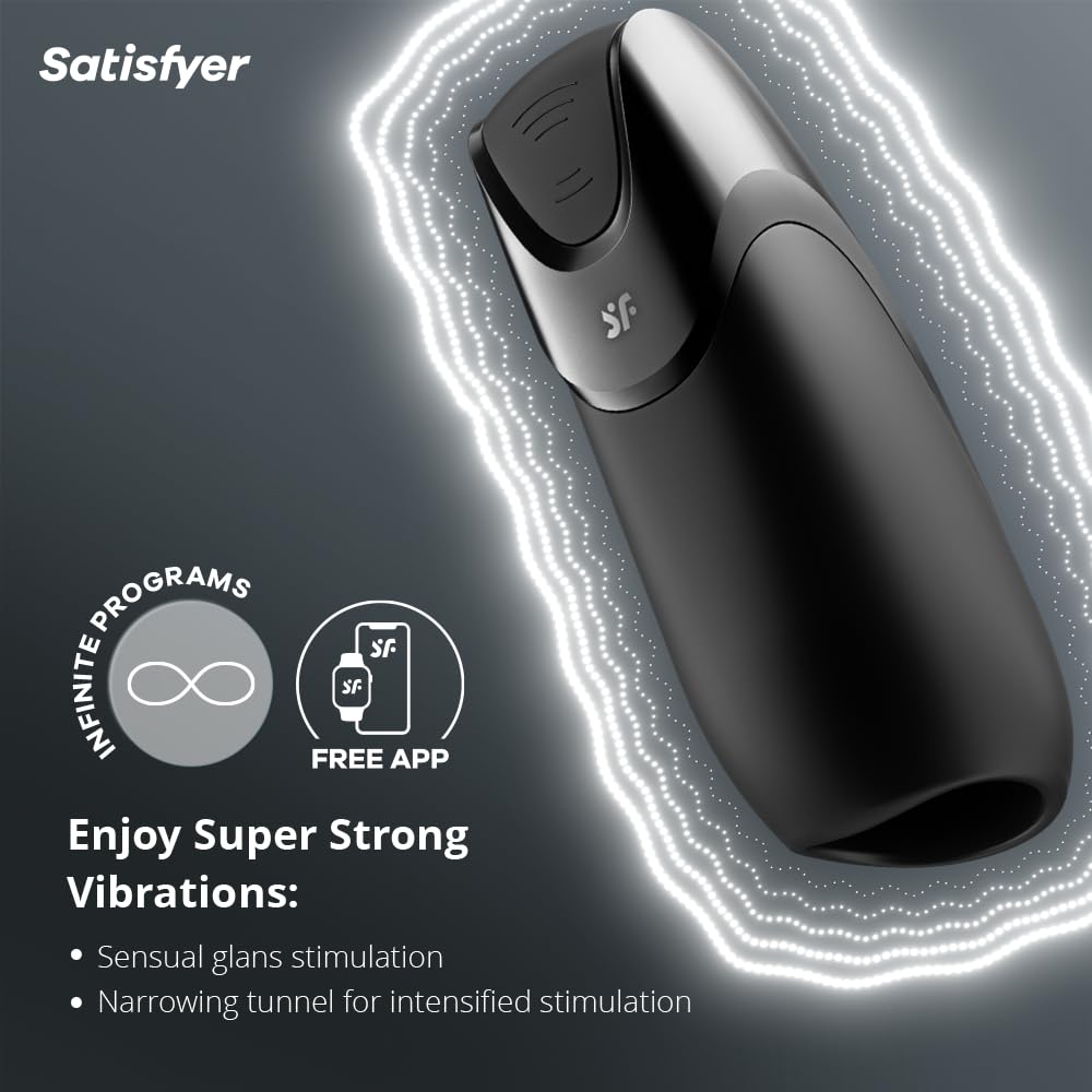 Satisfyer Men Vibration + | Vibrating Masturbator | Connect App | 14 Programs | Waterproof (IPX7) | Rechargeable Battery | Skin-Friendly Silicone - Image 2