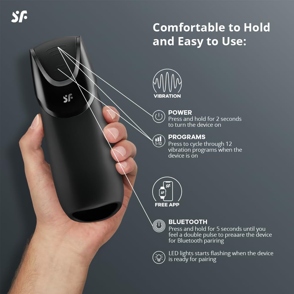 Satisfyer Men Vibration + | Vibrating Masturbator | Connect App | 14 Programs | Waterproof (IPX7) | Rechargeable Battery | Skin-Friendly Silicone - Image 3