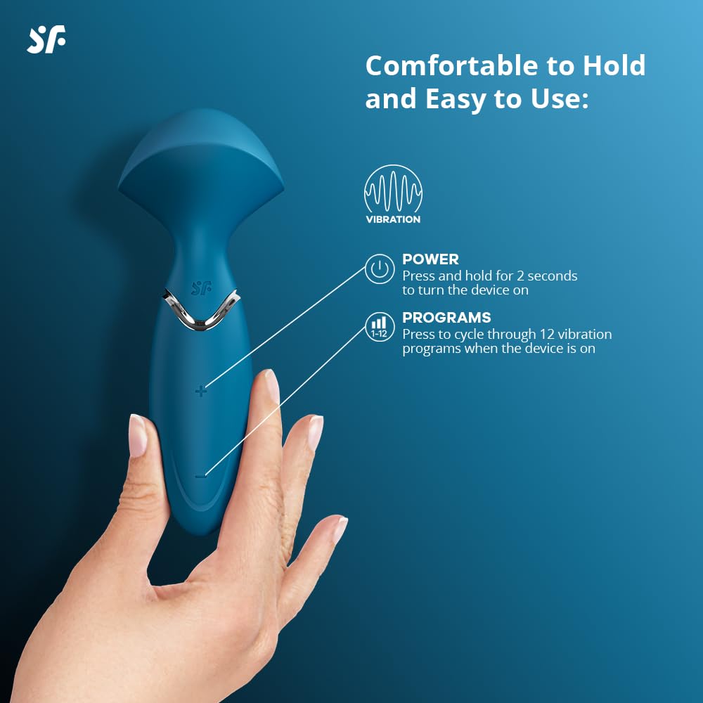 Satisfyer Mini Wand-er Vibrator Sex Toy | Adult Toys for Women | Wand Vibrator in Travel Size | Vibrating Sexual Pleasure Device | Stimulation Vibrators | Woman Sextoy (Blue) - Image 3