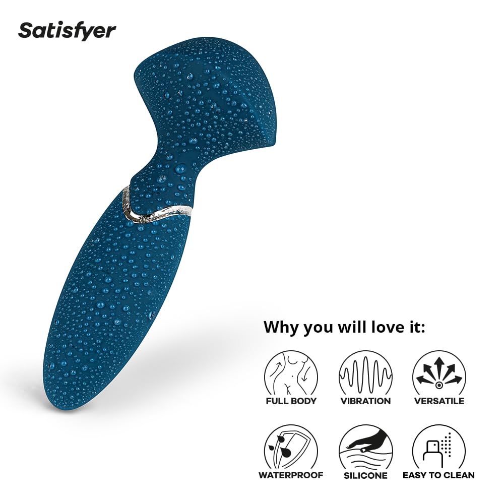 Satisfyer Mini Wand-er Vibrator Sex Toy | Adult Toys for Women | Wand Vibrator in Travel Size | Vibrating Sexual Pleasure Device | Stimulation Vibrators | Woman Sextoy (Blue) - Image 4