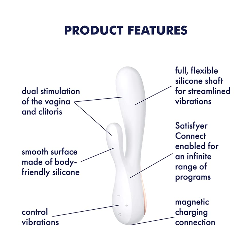 Satisfyer Mono Flex Connect App Vibrator Sex Toy | Adult Toys for Women | Rabbit Vibrator + APP | Vibrating Sexual Pleasure Device | Stimulation Vibrators | Woman Sextoy (White) - Image 3