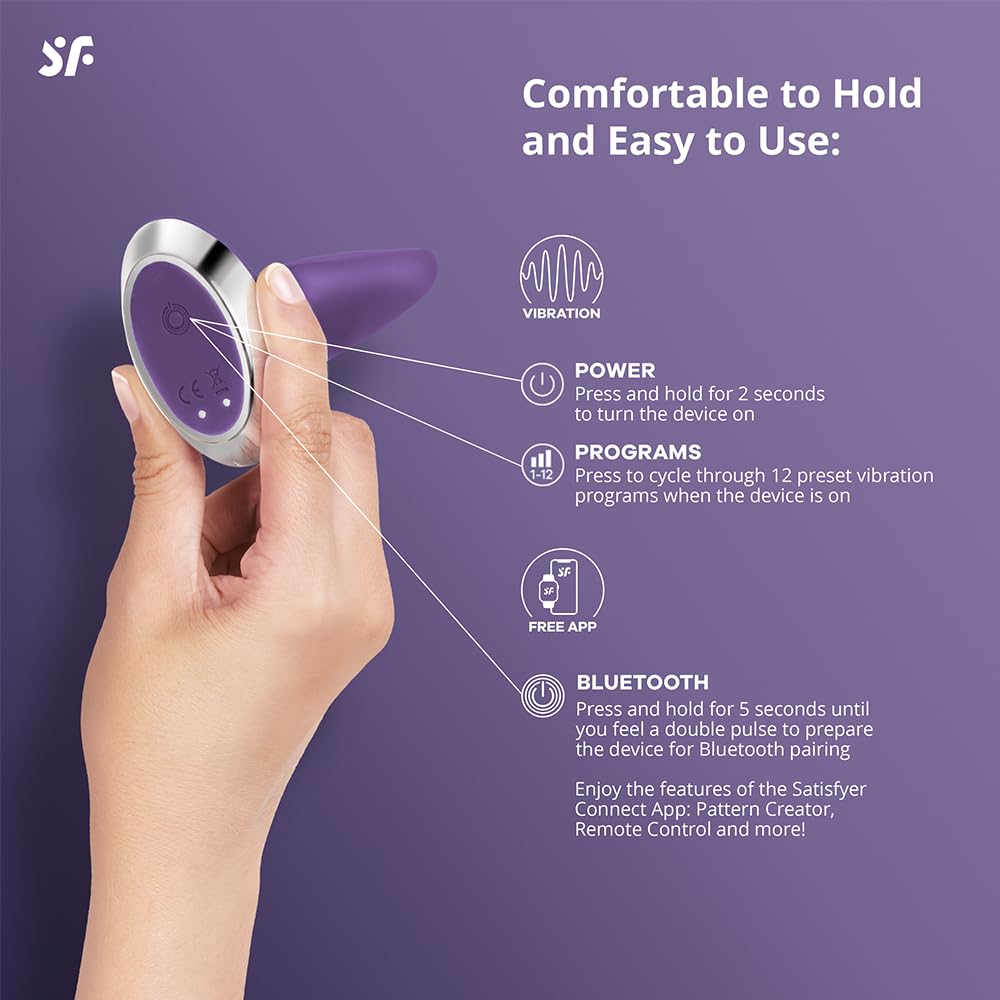 Satisfyer Plug-ilicious 1 Connect App | Plug Vibrator | 2 Powerful Motors | Waterproof (IPX7) | Rechargeable Battery | Skin-Friendly Silicone (Purple) - Image 3