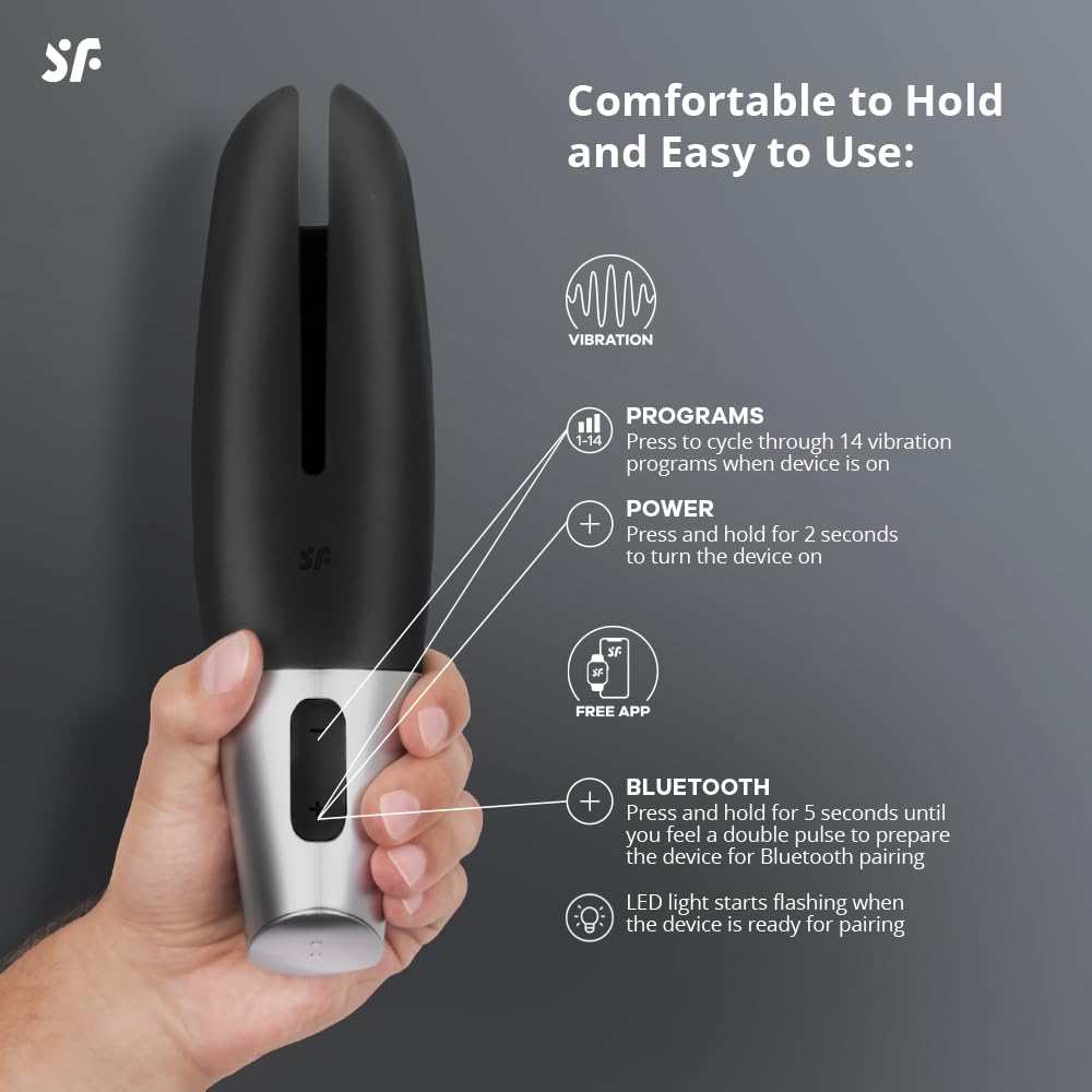 Satisfyer Power Masturbator Connect App | Vibrating Masturbator | 14 Vibration Settings | Grooved Texture | Waterproof (IPX7) | Skin-Friendly Silicone - Image 3