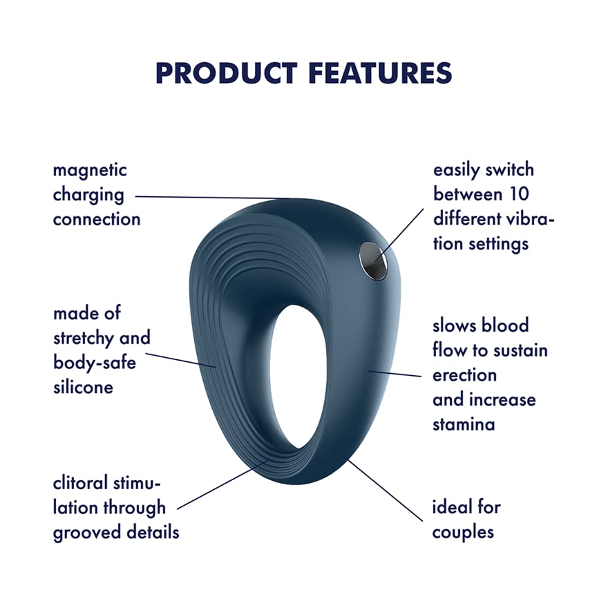 Satisfyer Power Ring Cock Ring | Cock Ring | 10 Vibration Programs | Waterproof (IPX7) | Rechargeable Battery | Skin-Friendly Silicone - Image 3