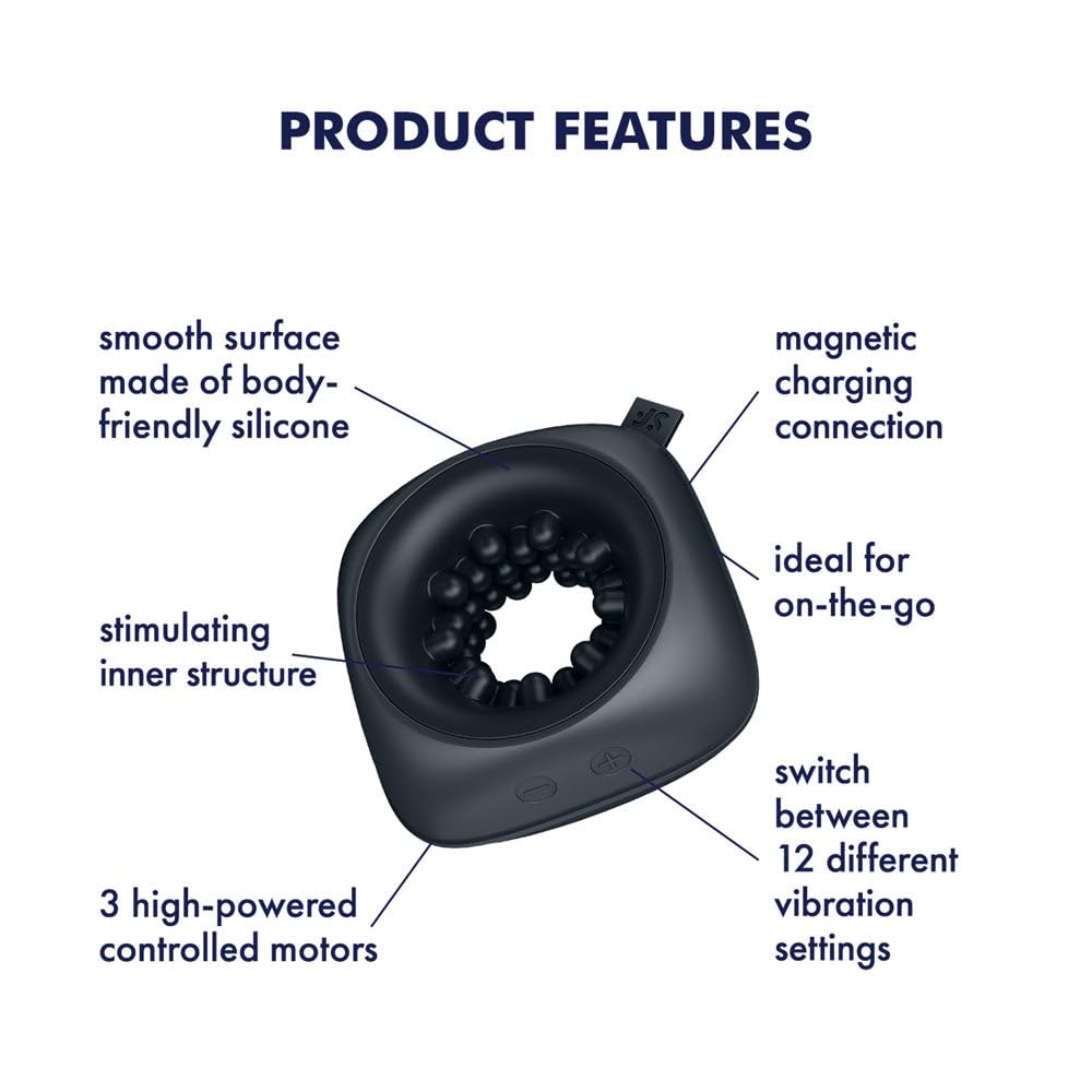 Satisfyer Ring Stroker | Cock Ring | Travel Friendly | 12 Vibration Programs | Ring Vibrator | Waterproof (IPX7) | Rechargeable Battery | Skin-Friendly Silicone - Image 3