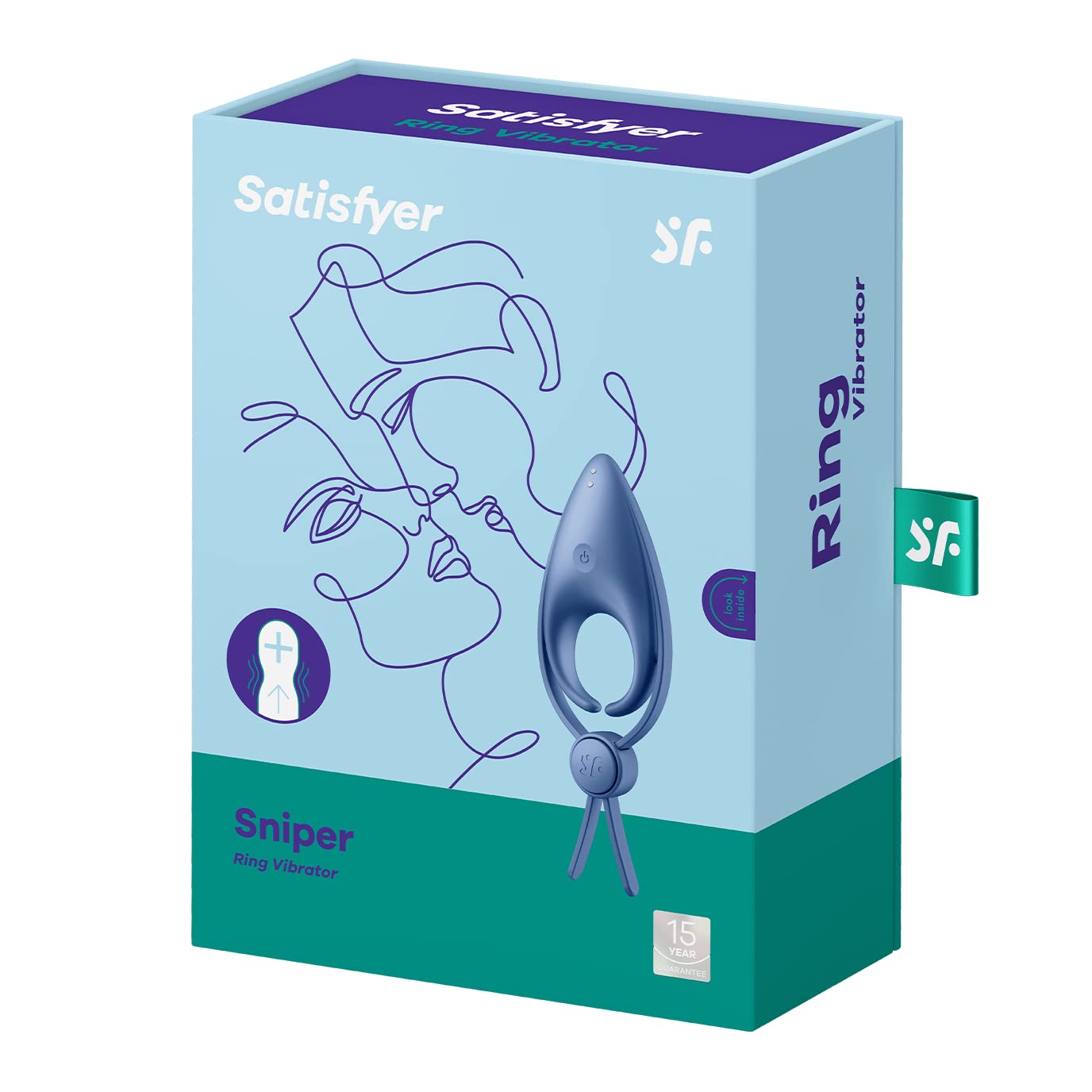 Satisfyer Sniper | Cock Ring | 12 Vibration Programs | Clitoral Stimulation | Power Motor | Adjustable for All Penis Sizes | Waterproof (IPX7) | Rechargeable Battery | Skin-Friendly Silicone (Blue) - Image 3