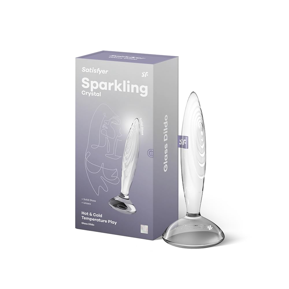 Satisfyer Sparkling Crystal | Glass Anal Plug | Hot & Cold Temperature Play | Grooved Textured | Anal Stimulation | Unisex