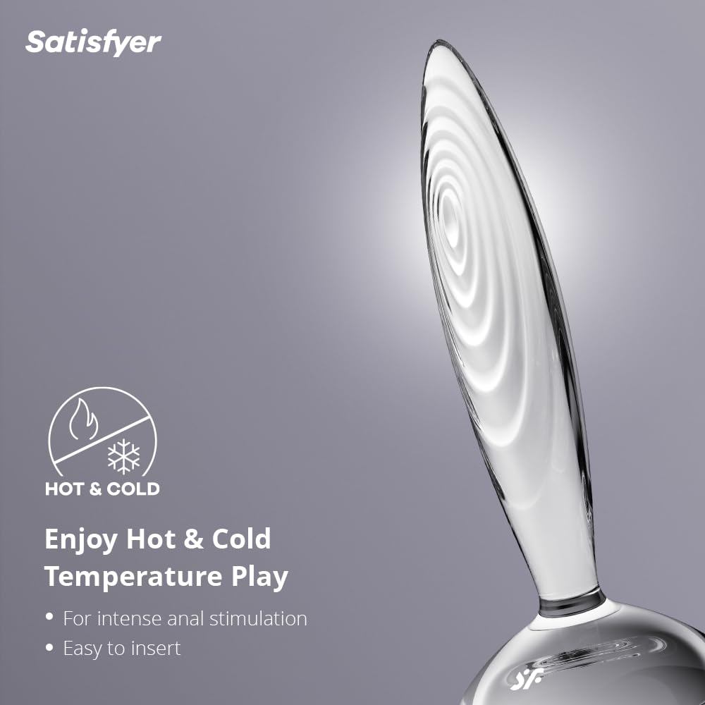Satisfyer Sparkling Crystal | Glass Anal Plug | Hot & Cold Temperature Play | Grooved Textured | Anal Stimulation | Unisex - Image 2