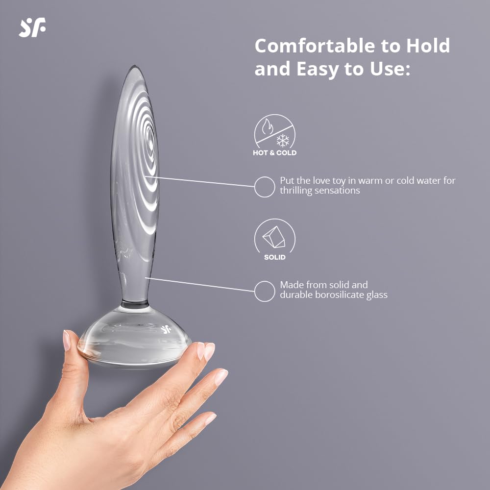Satisfyer Sparkling Crystal | Glass Anal Plug | Hot & Cold Temperature Play | Grooved Textured | Anal Stimulation | Unisex - Image 3